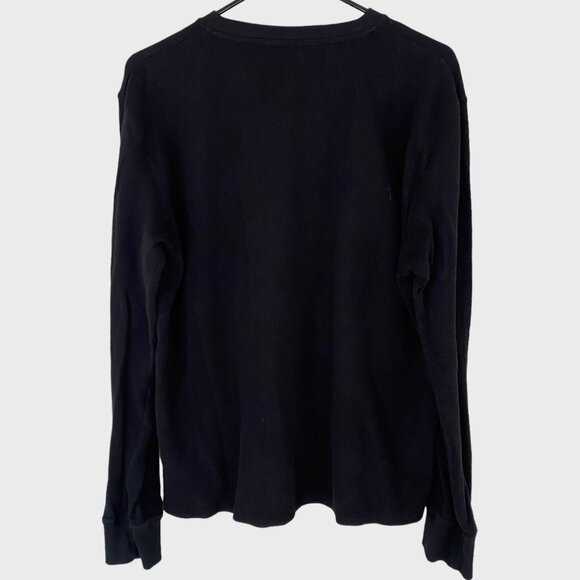 Phat Farm Long-Sleeve Henley Shirt Men's Size XL Black Waffle Knit Thermal - Picture 3 of 10